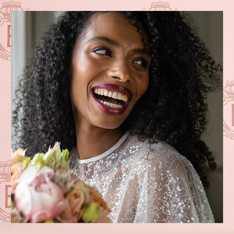 Image containing smiling Bride, showcasing the 'Glowing Bride' makeup look